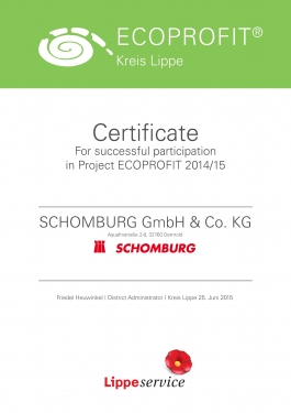 SCHOMBURG awarded for environmental performance